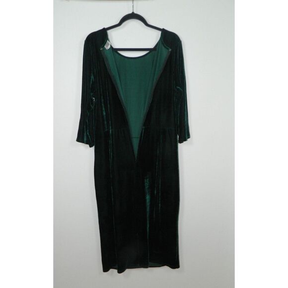Unique‎ Vintage Dress Plus Size 3XL/20 Green Velvet Midi - Picture 5 of 7